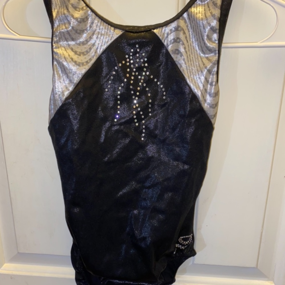 Black practice leotard with cross back